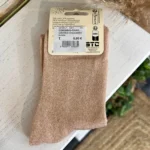 Chaussettes à paillettes bichette rose poudré- sans-taille