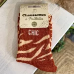 Chaussettes pailletées à message femme taille unique 36-42 - rouille - sans-taille