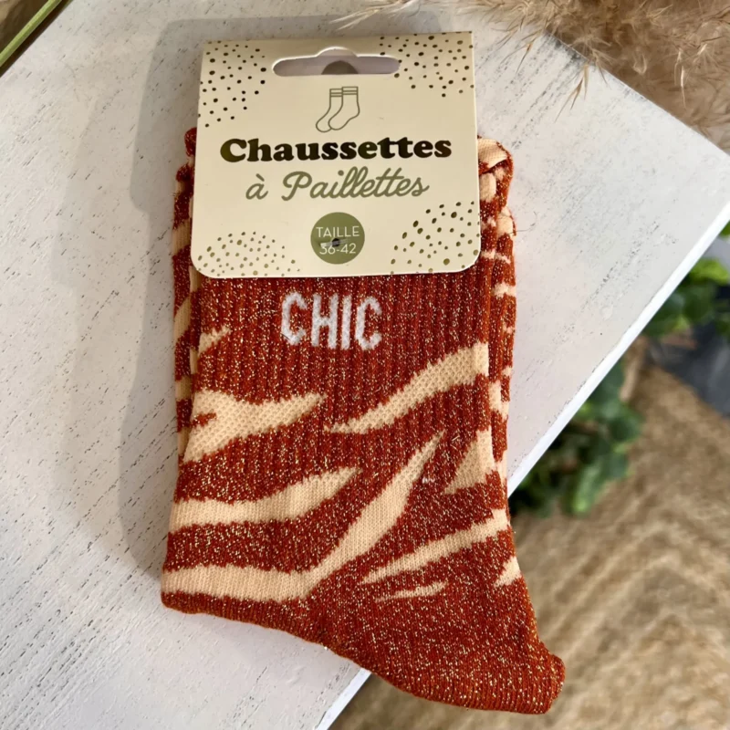 Chaussettes pailletées à message femme taille unique 36-42 - rouille - sans-taille