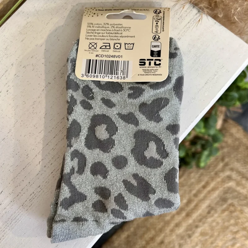 Chaussettes pailletées à message femme - gris - sans-taille