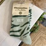 Chaussettes pailletées à message femme taille unique 36-42 - vert-pale - sans-taille