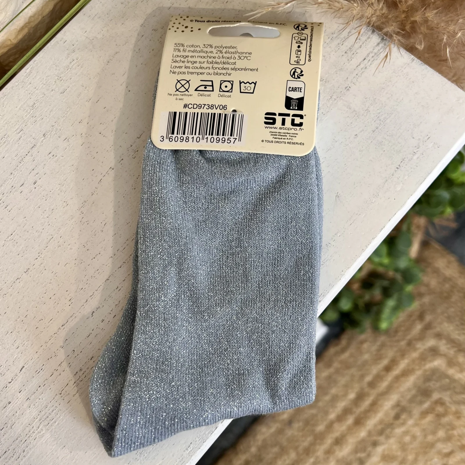 Chaussettes à paillettes - bleu-ciel - taille-unique
