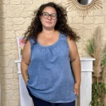 Débardeur bretelles en dentelle (GT) - bleu-jeans - taille-unique-grande-taille