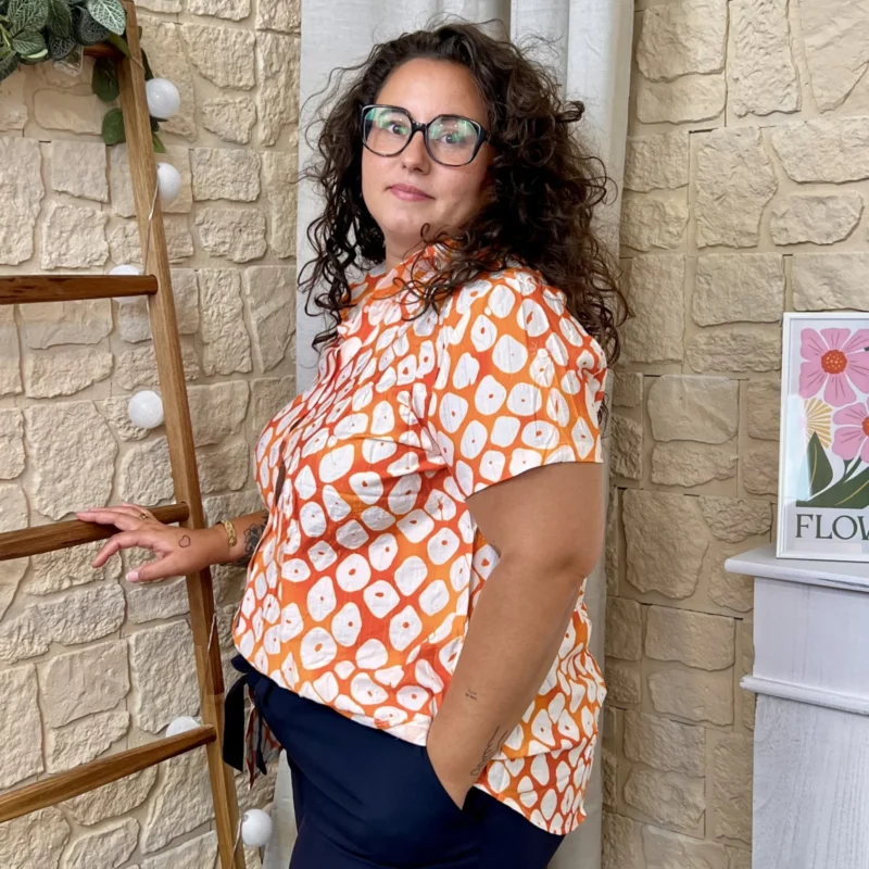 Chemise motif écailles (T44-T52) - orange - 38
