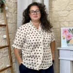 Blouse à pois col froncé (T44-T52) - ecru - 52