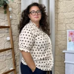 Blouse à pois col froncé (T44-T52) - ecru - 52