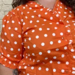 Blouse à pois col froncé (T44-T52) - orange - 52