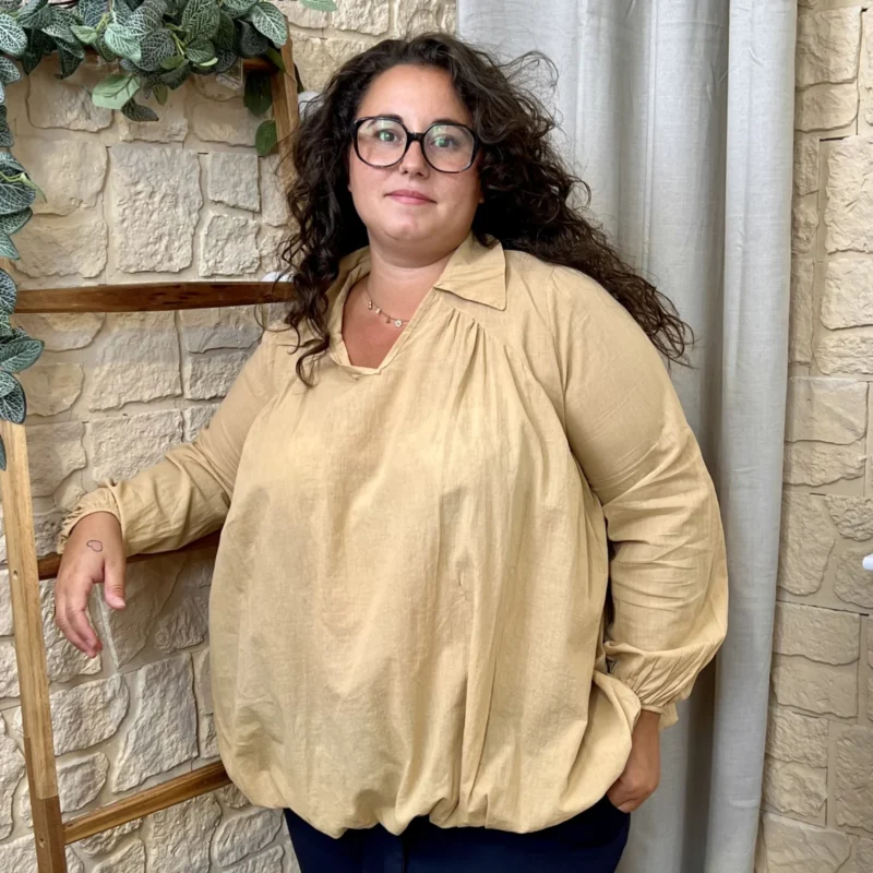 Blouse unie taille élastiquée (GT) - camel - taille-unique