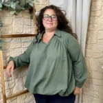Blouse femme unie taille élastiquée « Jolies Formes » - kaki - taille-unique-grande-taille