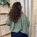 Blouse femme unie taille élastiquée « Jolies Formes » - kaki - taille-unique-grande-taille