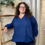 Blouse femme unie taille élastiquée « Jolies Formes » - marine - taille-unique-grande-taille