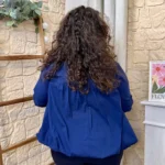 Blouse femme unie taille élastiquée « Jolies Formes » - marine - taille-unique-grande-taille