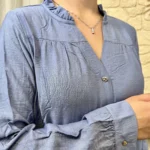 Blouse boutonnée col volanté (T36-T38) - bleu-jeans - 38