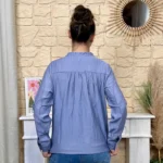 Blouse boutonnée col volanté (T36-T38) - bleu-jeans - 38