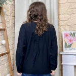 Blouse boutonnée col volanté (T36-T38) - noir - 38