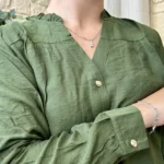 Blouse boutonnée col volanté (T36-T38) - kaki - 40