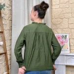 Blouse boutonnée col volanté (T36-T38) - kaki - 40