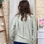 Blouse boutonnée col volanté (T36-T38) - vert-celadon - 38