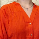 Blouse boutonnée col volanté (T36-T38) - orange - 38