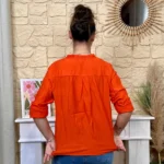 Blouse boutonnée col volanté (T36-T38) - orange - 38