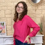 Blouse boutonnée col volanté (T36-T38) - fuchsia - 38