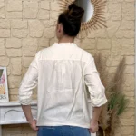 Blouse boutonnée col volanté (T36-T38) - ecru - 38