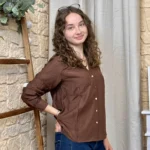 Blouse boutonnée col volanté (T36-T38) - marron - 38