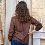 Blouse boutonnée col volanté (T36-T38) - marron - 38
