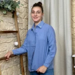 Chemise col petit cœur (T36-T38) - bleu-jeans - 38