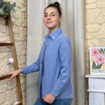 Chemise col petit cœur (T36-T38) - bleu-jeans - 38