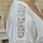 Pull épaules fantaisies (TU) - ecru - taille-unique