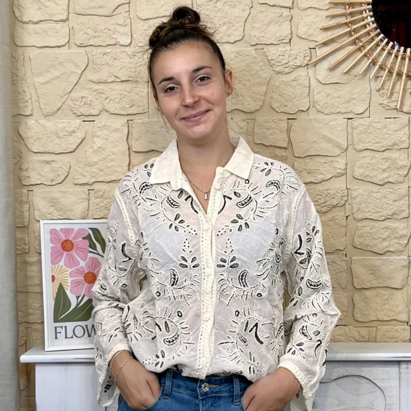 Chemise brodée feuillage