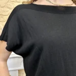 Pull femme col bateau maille fine « Tendance » - noir - taille-unique