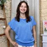 Pull femme col bateau maille fine « Tendance » - bleu-jeans - taille-unique