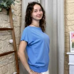 Pull femme col bateau maille fine « Tendance » - bleu-jeans - taille-unique