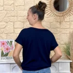 Pull femme col bateau maille fine « Tendance » - marine - taille-unique