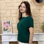 Pull femme col bateau maille fine « Tendance » - vert-sapin - taille-unique