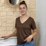 T-shirt fin pailleté - Version Féminin - marron - 40