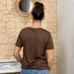 T-shirt fin pailleté - Version Féminin - marron - 40