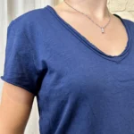 T-shirt col V basique - marine - taille-unique