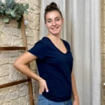 T-shirt col V basique - marine - taille-unique
