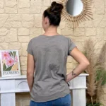 T-shirt col V basique - taupe - taille-unique