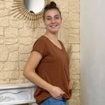 T-shirt col V basique - camel - taille-unique