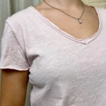 T-shirt col V basique - rose-pale - taille-unique