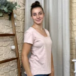 T-shirt col V basique - rose-pale - taille-unique