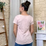 T-shirt col V basique - rose-pale - taille-unique
