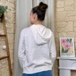 Pull à capuche ourson brodé (TU) - ecru - taille-unique