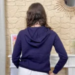 Pull femme à capuche teckel brodé VERSION FÉMININ - marine - taille-unique