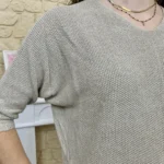 Pull femme nid d’abeille pailleté « Tendance » - beige - taille-unique