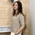 Pull femme nid d’abeille pailleté « Tendance » - beige - taille-unique